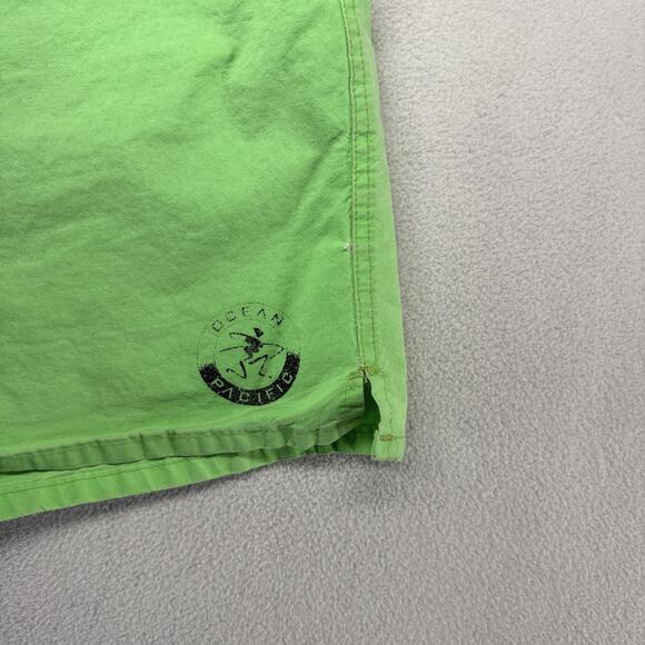 Vintage Ocean Pacific Shorts Men's XL Green Made In USA Elastic Waist Surf 90s - Picture 2 of 16